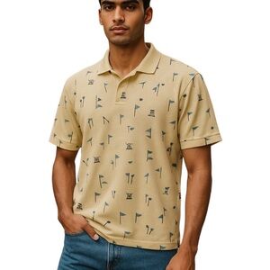 Chaps Ralph Lauren Golf Polo Shirt Yellow Golf Print Men’s XL